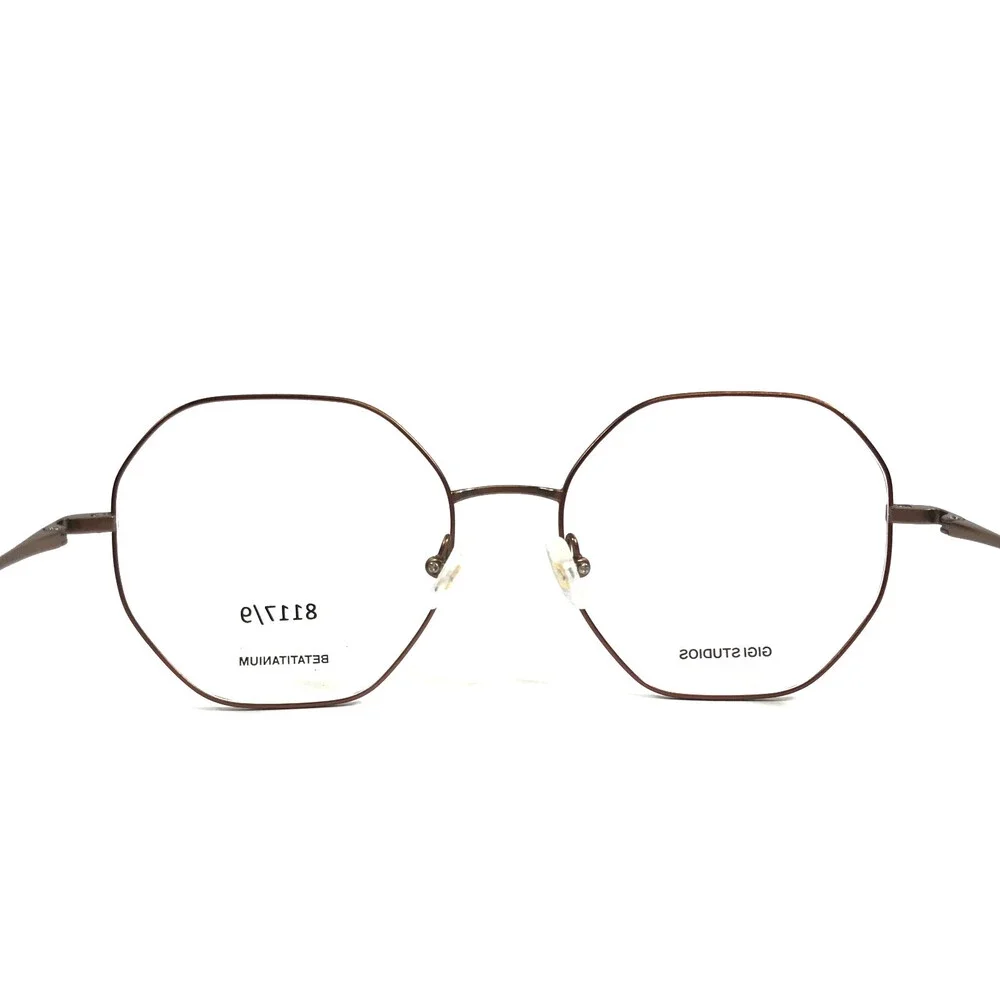 Gigi Studios Eyeglasses Frames ALEGRIA 8117/9 Brown Gold Octagonal 53-17-140